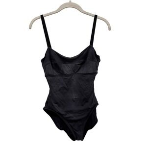 Malia Mills Black One Piece Swimsuit Scoop Neck Adjustable Straps Size 2